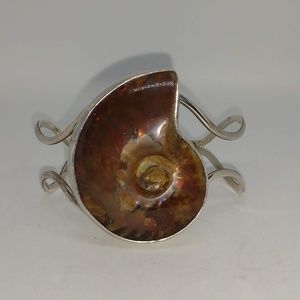 Ammonite Double Cuff Sterling Bracelet